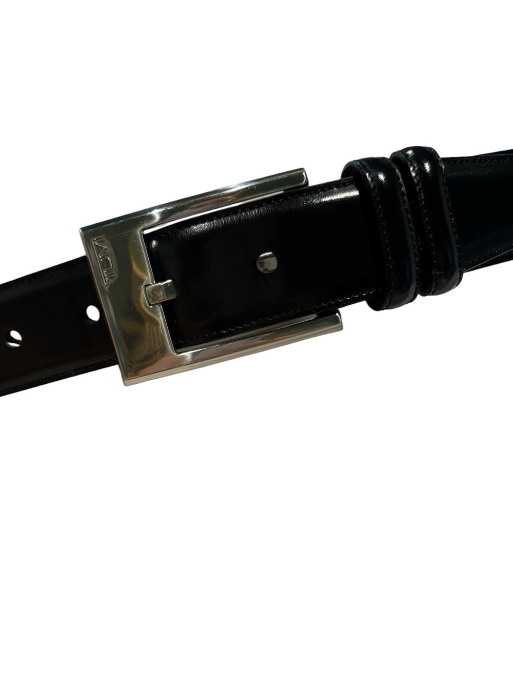 Tumi - Men's Black Leather Dress Belt. Size 38